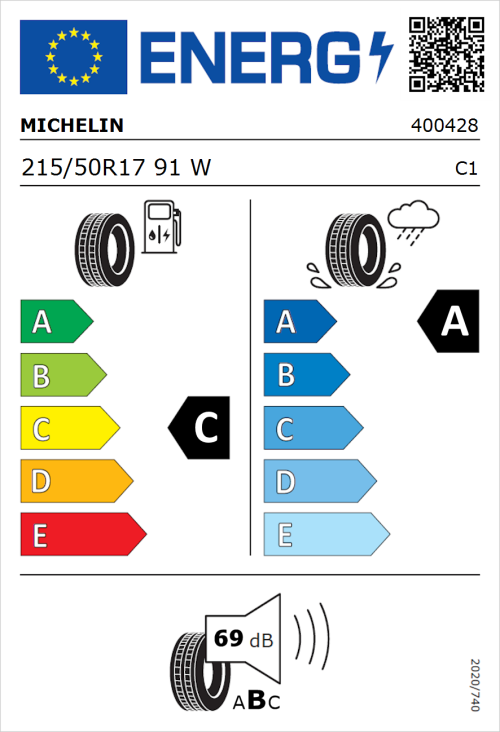 Tyre Label for Michelin Primacy 4+ 215/50R17 91W