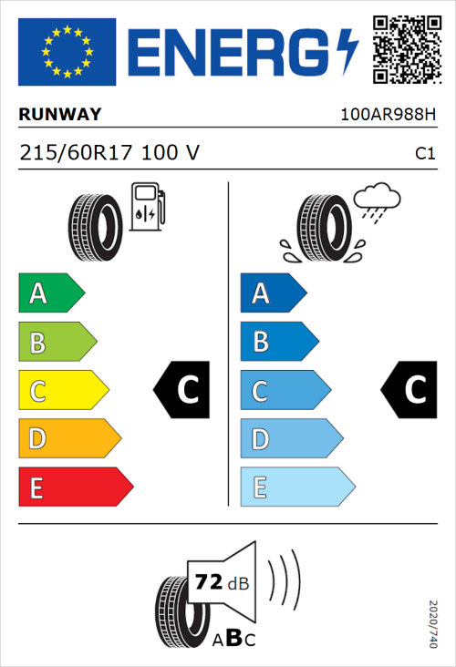 Tyre Label for Runway Enduro SUV 215/60R17 100V